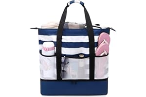 JIANYA Beach Bag Women Waterproof Sandproof Beach Tote Bags with Cooler Top Zipper Large Totes for Pool Travel Daily