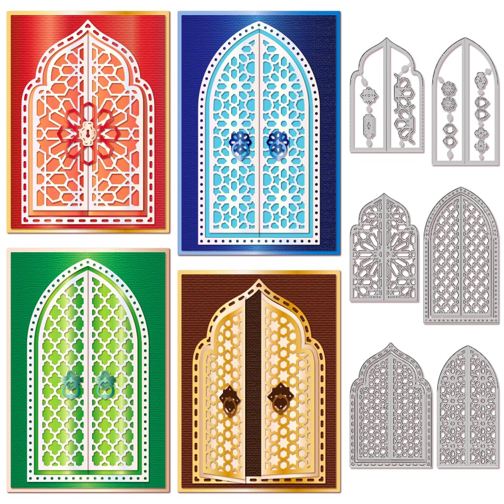 MAYJOYDIY Morocco Arch Door Window Metal Die Cuts, Ornate Frame Cutting Dies, Embossing Stencils for Card Scrapbooking Photo Album Decoration
