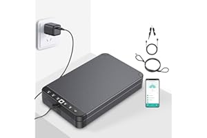 KENRONE Biometric Gun Safe for Handguns,Pistol Small Box with Fingerprint,Keys,Code and APP to Quick Access,Portable Great Safe for Car Nightstand Travel Carry-on