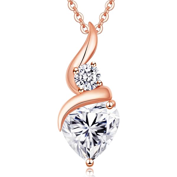 Collier Pendentif Coeur Infini Strass Pour Femme - Argent Ou Or Rose, Chaîne 46+5 Cm - Cadeau Saint-Valentin, Anniversaire