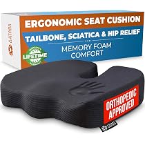 Coussin De Siège Ergonomique En Mousse Mémoire - 50x40 Cm Pour Bureau, Voiture, Fauteuil Roulant, Soulagement Dos Et Coccyx