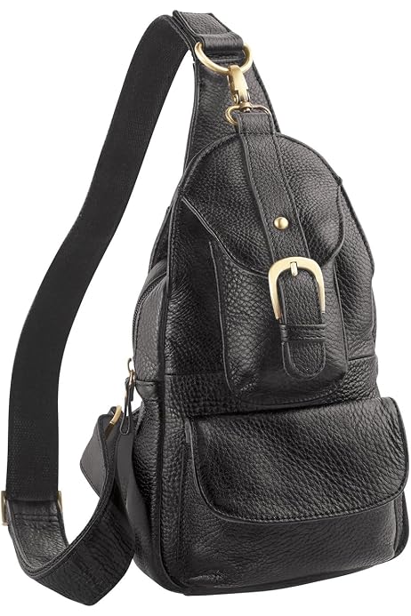 Amerileather NWOT Black Pebbled Leather Grylls Petite Sling Purse Amerileather Grylls Petite Sling Purse (#707-012457) main image 4