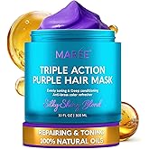 MAREE Deep Conditioning Purple Hair Mask for Blonde Hair – Purple Toner for Brassy, Bleached, Silver, or Color Treated Hair – Hair Repair Mask Keratin Hair Treatment – Matizador Para Cabello Rubio