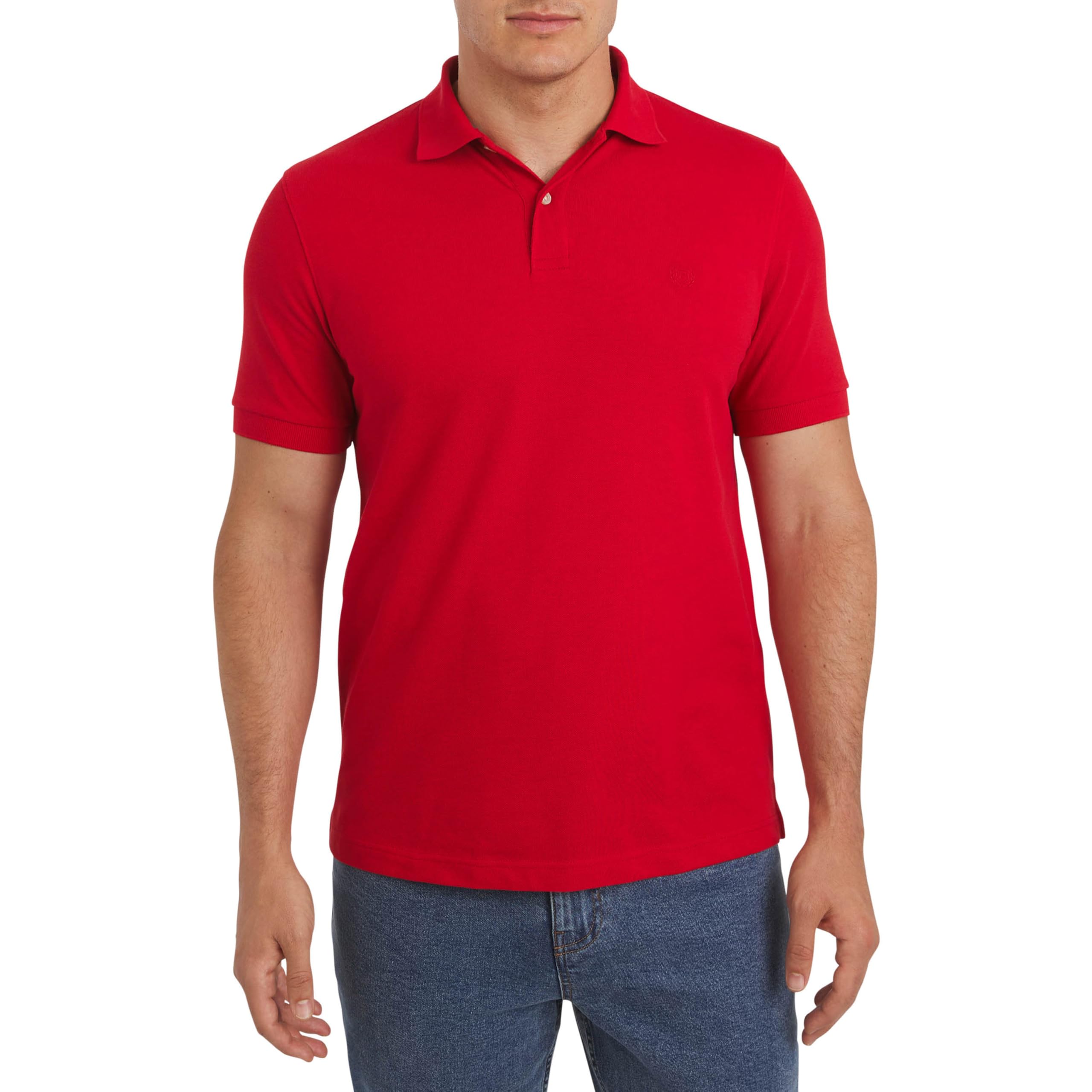 Chaps Men’s Everyday Casual Classic Fit Stretch Pique Polo Shirt, Chaps Red, Large