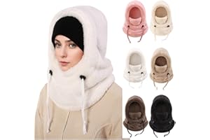 Teen Girls Winter Fleece Hats Boys Balaclava Ski Mask Windproof Warm Adjustable Drawstring with Fleece Lined Hat