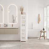 Dripex 7 Tier Tall Bathroom Floor Cabinet 20W x 20D x 118H cm White view 9