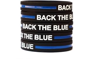 SAYITBANDS 100 Back The Blue Thin Blue Line Silicone Wristbands in Support Memory Police Officer