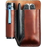 EASYANT Leather Men Pocket Organizer Leather EDC Tool Pouch Sheath Handmade Multitool Accessories Brown-Plus