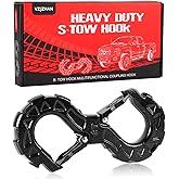 VZJZHAN 3/8" G80 Heavy-Duty S-Hook Tow Shackle with Quick Shackle - 33,000 lbs Break Strength, 11,000 lbs Working Load - Universal Off-Road Recovery Hook for Trucks, SUVs, Trailers
