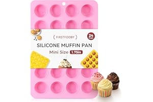 Firstfooby Silicone Mini Muffin Pan, 24-Cup Mini Cupcake Pan for Baking Nonstick BPA Free, Food-Grade Silicone Baking Mold fo