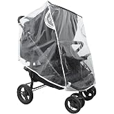 Double Stroller Rain Cover, Universal Waterproof Windproof Rain Shield for Side by Side Twin Baby Strollers, Outdoor Accessories for Jogger and Umbrella Strollers