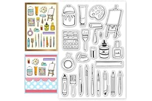 CHGCRAFT Painting Tools Clear Stamps Cake Transparent Silicone Stamps Brushes Brushboard Silicone Clear Stamp for Cards Making DIY Scrapbooking Album Photo Journal