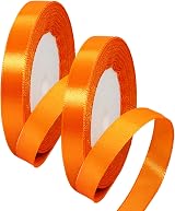 HONGCI 2 Rolls 10mm Orange Satin Ribbon 22m Gift Wedding Craft Hair Bow