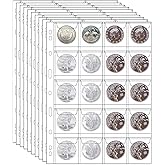 10 Sheets Collection Pages, Binder Inserts Sleeves With 9 Hole for Coin Album, Collecting Protectors for Silver Dollar Bill Q