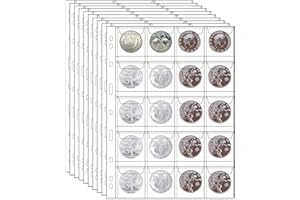 MUSHENJI 10 Sheets Coin Collection Pages,Coin Binder Inserts Sleeves with 9 Hole for Coin Album,Collecting Binder Protectors for Silver Dollar Bill Quarters Penny Stamp Currency(20 Pockets)