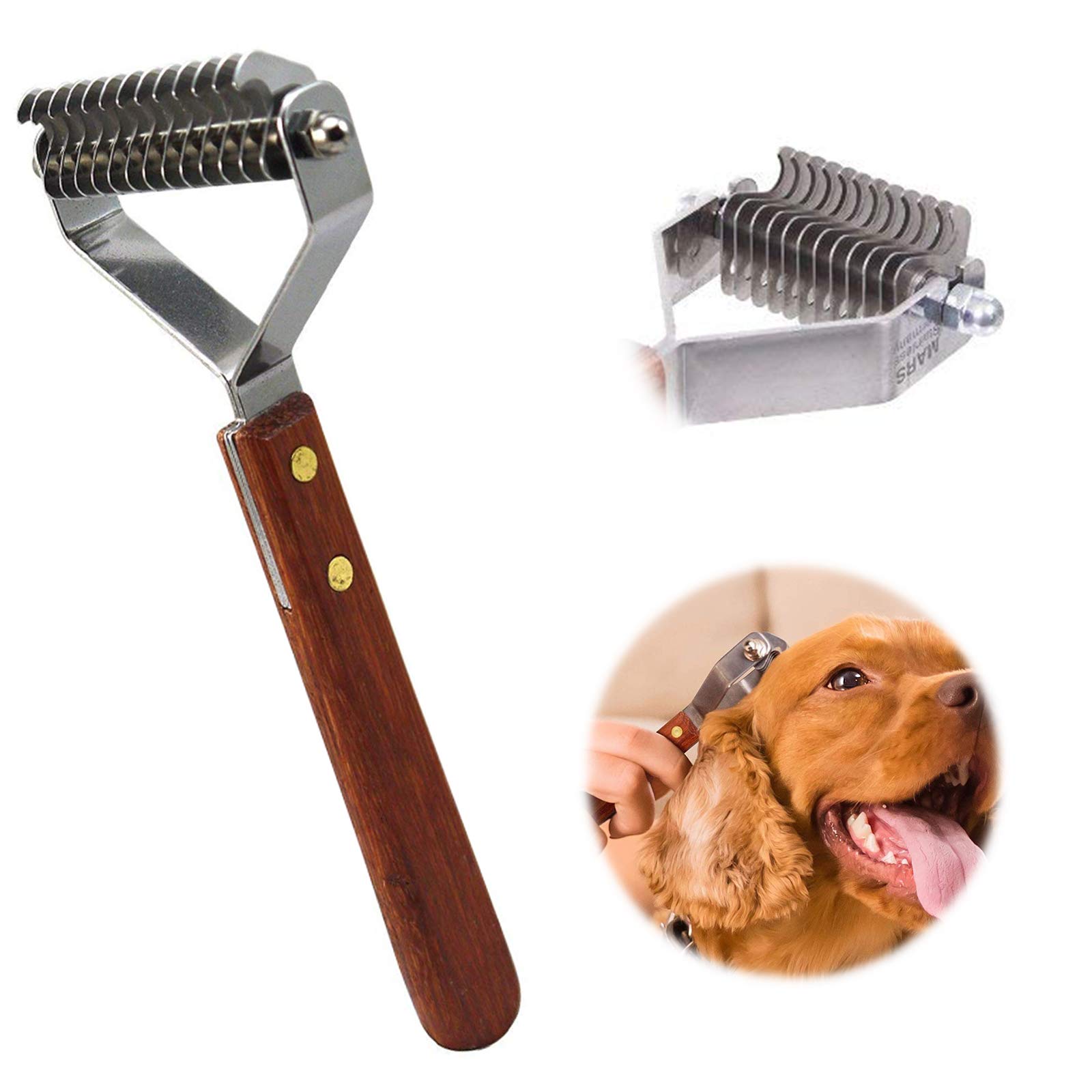 14-Blade Coat King Rake Pet Undercoat Rake,Professional Pet Dematting Comb Grooming Stripping Tool for Dogs and Cats (6.2cm)