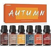 AmaKane Fall Fragrance Oil, Autumn Essential Oils for Diffuser, Soap Candle Making Scents, Pumpkin Pie Spice, Vanilla Cinnamon, Apple Cider, Fallen Leaves, Autumn Magic, Cinnamon Chai, 6x10 ml