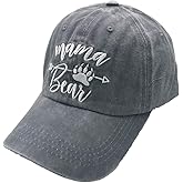 LOKIDVE Women's Mama Bear Arrow Baseball Hat Embroidered Washed Denim Mom Cap