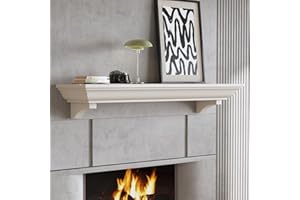 Kalsubo 60 Inch Rustic Fireplace Mantel Surround Frame, Wooden Mantle for Living Room, Elegant Design with Corbels, Fits 30-60 Inch Fire Place, Ideal for Farmhouse and Traditional Home Décor