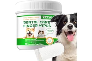 RTBYUE Teeth Cleaning Wipes for Dogs & Cats, Reduces Plaque & Freshens Breath Finger Wipes, Disposable Gentle Cleaning & Gum Care Pet Wipes (50PCS-Finger Cots)