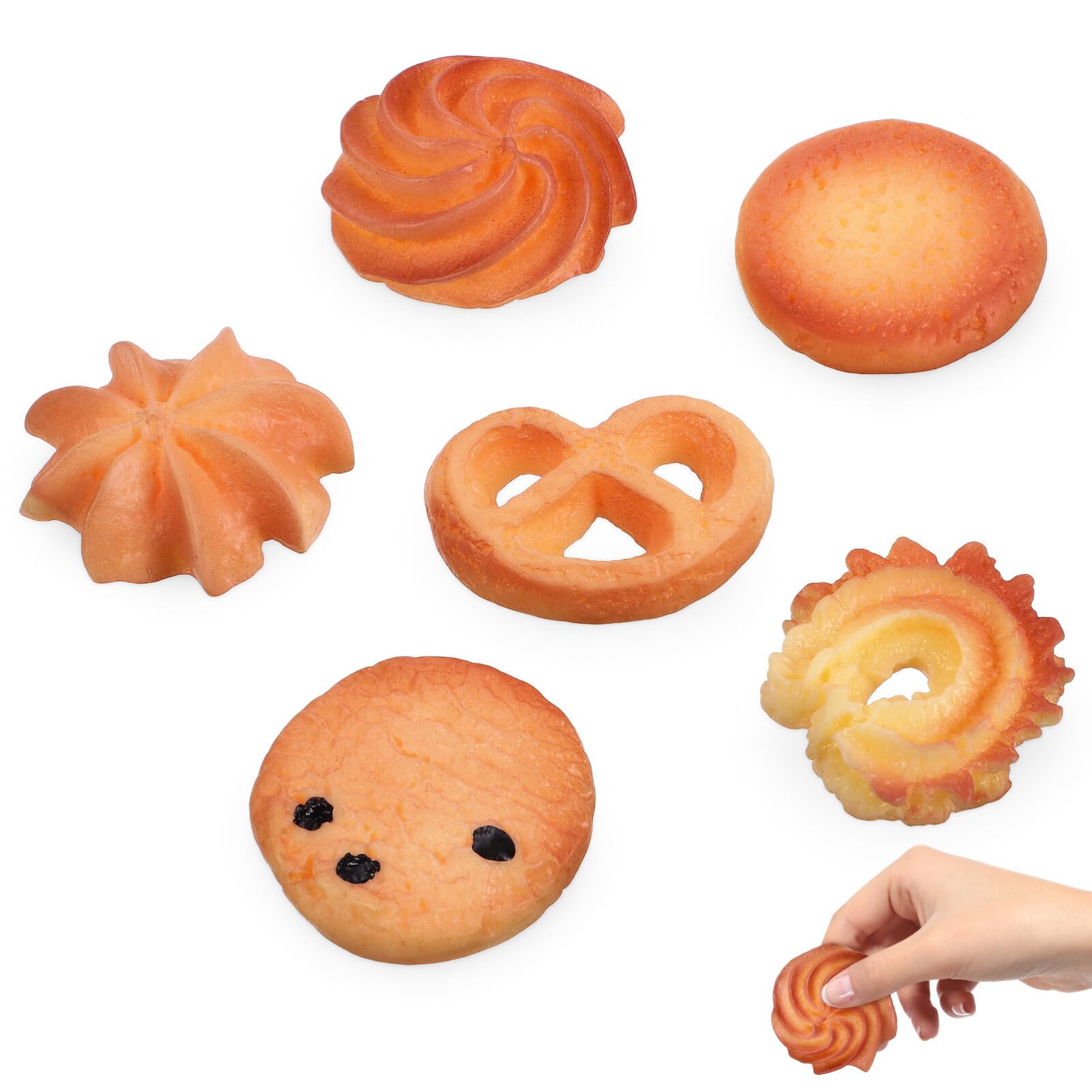 Toyvian 6 Pcs Realistic Fake Cookies Artificial Biscuits Mini Pretend Food Ornaments for Party Home Decor Photo Props Play Food Accessories