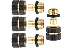 ENNSOO Quick Connect Hose Fittings Male and Female Set, 3/4 Inch Water Hose Connector with Rubberized Grips, Aluminum Garden Hose Fitting Quick Connector for Garden Kitchen(4 Sets)