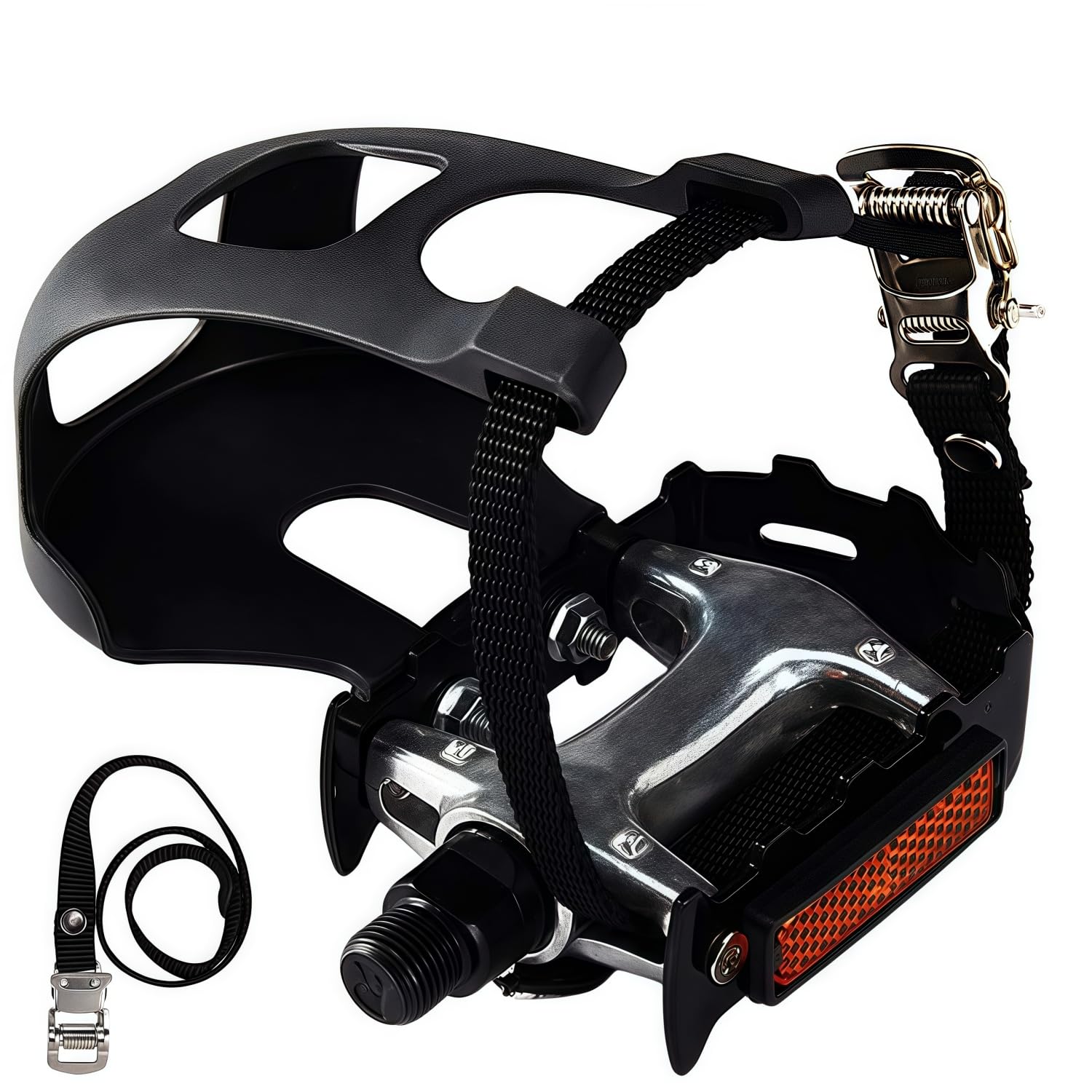 COZYROOMY Ultra-Lightweight Bike Pedals with Toe Clips & Straps | Composite Construction for Peloton, Schwinn, Spin, Road & Mountain Bikes | 9/16" Universal Fit