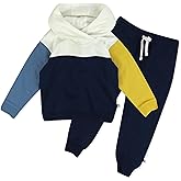 HonestBaby 2-Piece Fleece-Color Block Hoodie and Sweatpant Set 100% Organic Cotton for Infant Baby and Toddler, Boys