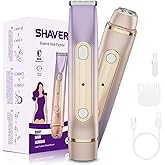 Bikini Trimmer for Women, 2-in-1 Dual Head Electric Razor, IPX6 Waterproof Wet/Dry Use Women Electric Shaver, Painless Body Hair Trimmer, Facial & Pubic Hair Remover for Underarm, Leg, Arm, Purple