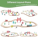 Tiny Land Wooden Train Set 39 Pieces Compatible with Major Brands view 5