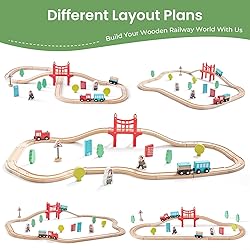 Tiny Land Wooden Train Set for Toddler - 39