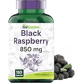 tnvitamins Black Raspberry Capsules 850mg Per Serving - 180 Capsules - 3 Month Supply! Powerful Antioxidant | May Support Your Cardiovascular &amp; Immune Systems