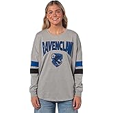 Harry Potter Women's Hogwarts Four Houses Crest Varsity Jersey Adult Junior's Long Sleeve T-Shirt