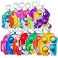 30 Packs Kids Christmas Valentine Party Favors and Classroom Students Gifts, Push Fidget Bubble Fidget Sensory Bulk Mini Pop Keychain,Boys Girls Holiday Camp Small Rainbow Activities Prizes