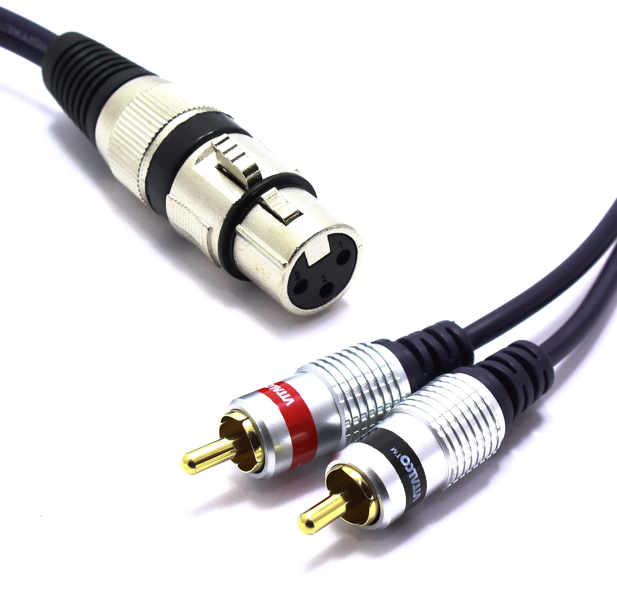 VITALCO XLR Female to 2x RCA Stereo Cable Microphone 1,5m Cable 3-Pin to RCA Adaptor