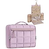 BAGSMART Travel Toiletry Bag, Extra Large Full-open Hanging Toiletry Bag for Women, Puffy Cosmetic Makeup Bag Organizer with Handle for Accessories, Essentials, Toiletries (Purple)