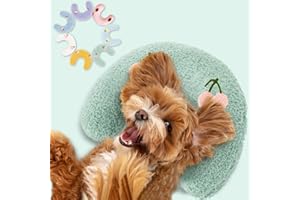 Muwago Dog Calming Pillow for Small Dogs and Indoor Cats, Half Donut Neck Pillow for My Little Dog/Cat to Sleep On, Animal Puppy Kitten Comfort Blanket Cuddle Buddy