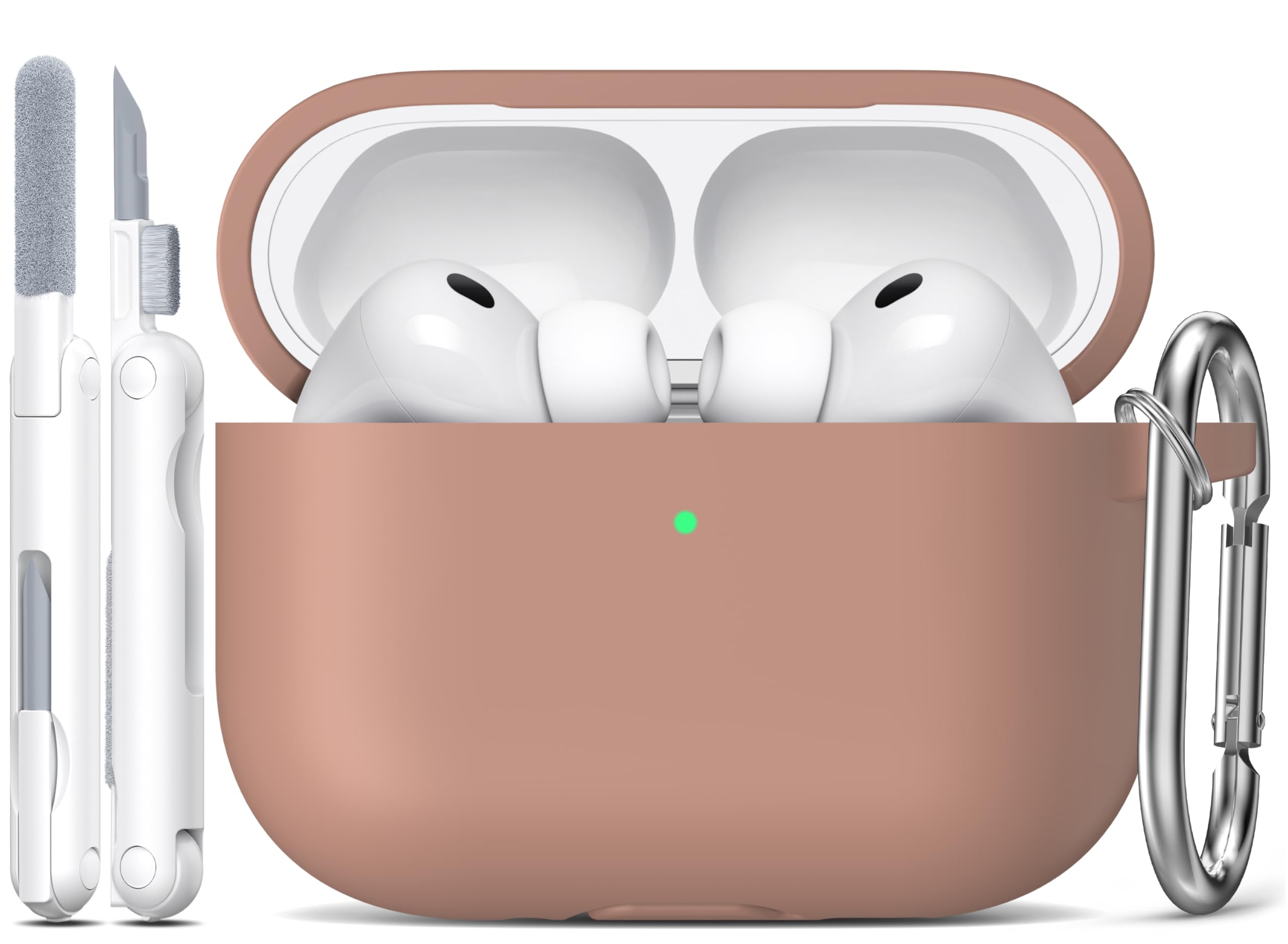 R-fun for AirPods Pro 3 Case (2025), Soft Silicone Protective Case Cover Compatible with Apple AirPods Pro 3rd Generation (USB-C Cable) for Women Men with Cleaning Kit and Keychain, Milk Tea