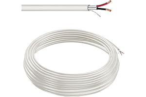 Custom Cable Connection 22 AWG 2 Conductor Stranded Shielded Plenum Cable White CL3P Jacket for Security/Alarm/Access Control/Sound - 100 Foot Roll in a Bag