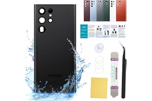 UooFide Compatible for Samsung Galaxy S22 Ultra Back Screen Cover Glass Replacement 6.8-Inches SM-G908 All Carriers with Installation Manual + Repair Tool Kit (Black)