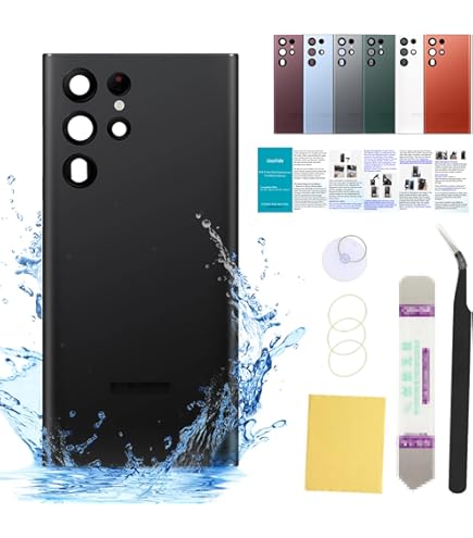thumbnail image 2 of Back Glass Cover For Samsung Galaxy S22 Ultra 5G Back Door Replacement Battery Case, Rear Housing Cover With Camera Lens 2 of 10