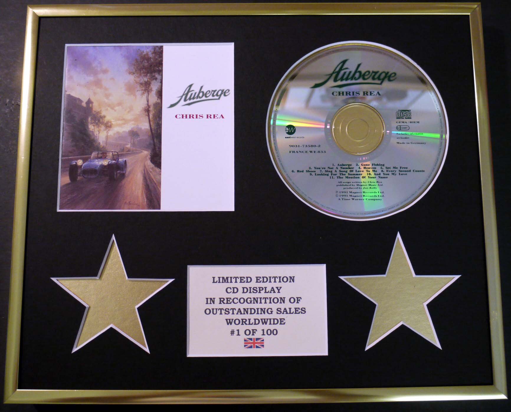CHRIS REA/CD DISPLAY/LIMITED EDITION/COA/AUBERGE