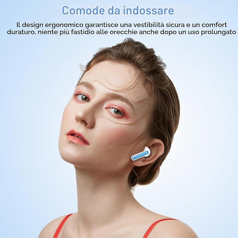 Cuffie Bluetooth, Auricolari Bluetooth 5.3 Stereo HiFi con 4 HD Mics, Mini Cuffie Wireless Cancellazione Rumorecon, Cuffiette Bluetooth per Androide/iOS, USB-C, Earbuds IP7 Impermeabili 40 Ore