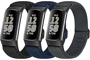 Relting Elastic Band Compatible with Fitbit Charge 6/Fitbit Charge 5, Adjustable Stretchy Nylon Straps Comfortable Breathable