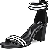 NEWBELLA Women's Chunky Block Heel Sandals - Square Open Toe Ankle Strap High Heels for Wedding, Prom, Party & Date Night (Black-2, Adult, Women, 10, Numeric, US Footwear Size System, Medium)
