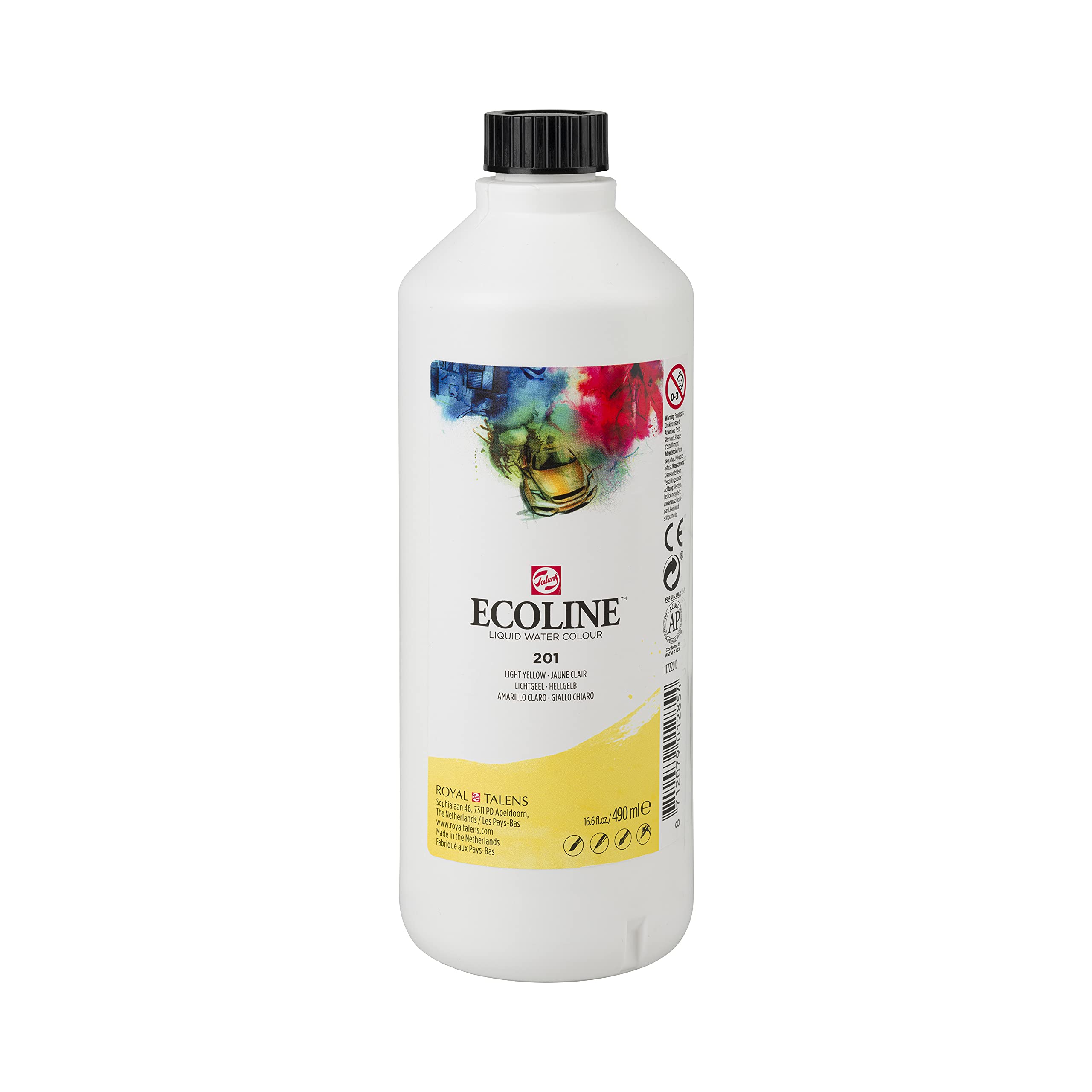Ecoline Liquid Watercolour Bottle 490 ml Light yellow 201 (11722010) — image 1