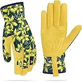 Womens Gardening Weeding Working Gloves, Leather Garden Glove for Women Thorn Proof No Stab for Digging, Planting,Pruning