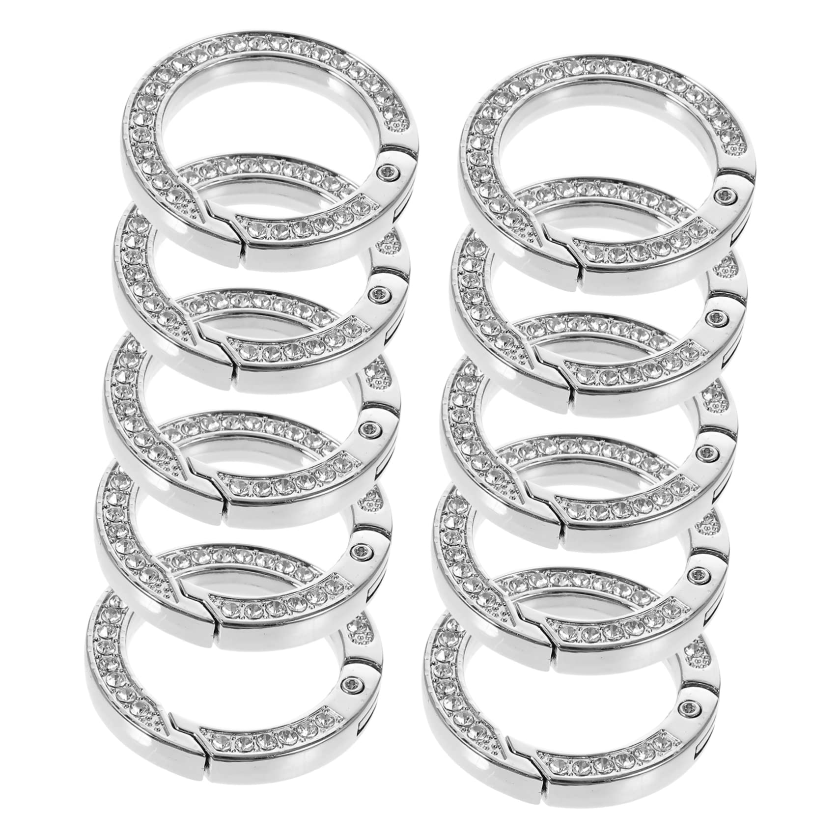 ABOOFAN 10pcs Diamond Key Ring Metal Rings Metal Buckle Rhinestone Ribbon Buckles Bag D s for Purse Bag Rhinestone Purse Snap Hook Alloy