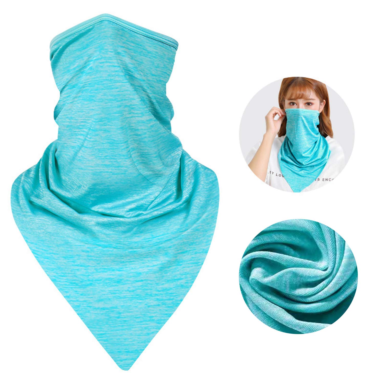 INFINOVE Face Mask Cycling Mask Cool Face Shield Outdoor Mouth Covering Stretchy Half Balaclava Bandana Breathable Face Covering Anti-Dust Triangle Mouth Scarf Mask Headwear Neck UV Protection(Blue)