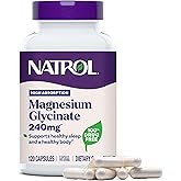 Natrol Magnesium Glycinate 240 mg, High Absorption Magnesium Supplement for Healthy Sleep and Body, 120 Capsules, Up to a 60 Day Supply